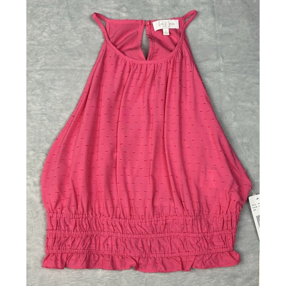 Love & Piece Women’s Size XL Sleeveless Halter Elastic Waist Top Pink - Picture 2 of 10